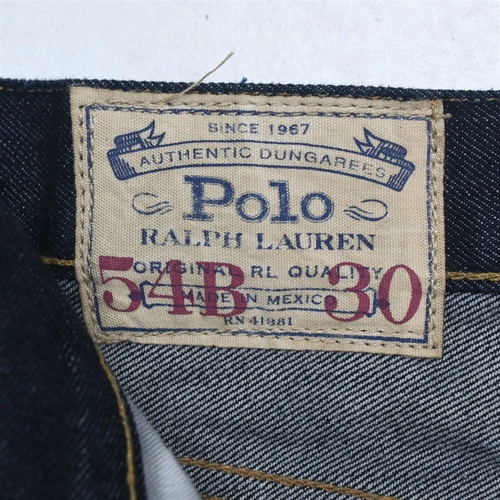 NEW Polo Ralph Lauren 54x30 Dark Rinse Denim Hampton Straight Mens Jeans